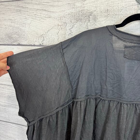Torrid Festi Plus Size Gray Slub Cotton Raglan Button Up Oversized Top Size 4X - Picture 7 of 7